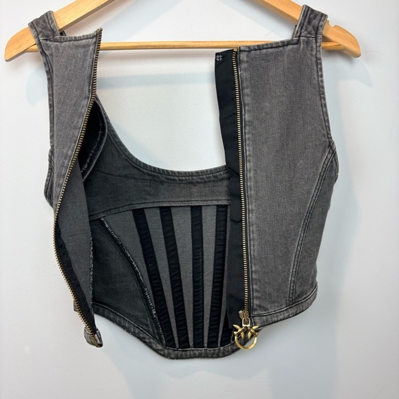 Pinko Denim Black Boned Corset Vest NWT Italian Designer - Picture 7 of 15